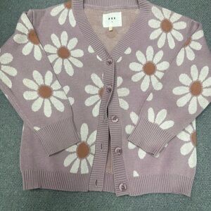 Huxbaby Pink and White Floral Cardigan Sweater